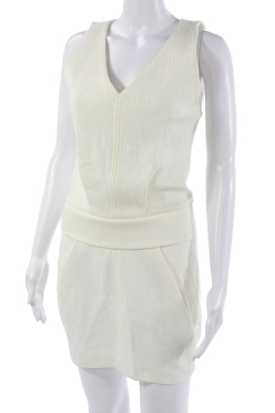 Faith Connexion Womens Sheath Mini Dress White V Neck Sleeveless Size XS