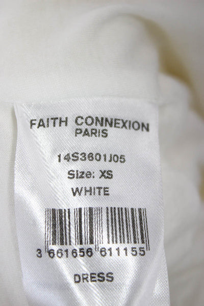 Faith Connexion Womens Sheath Mini Dress White V Neck Sleeveless Size XS