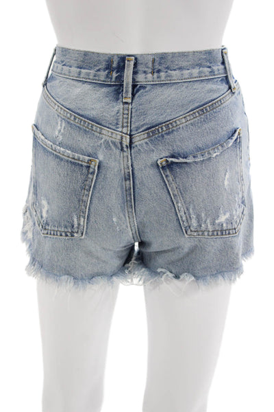 Agolde Unisex Light Blue 90s Organic Cotton Button Shorts Size 23