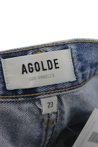 Agolde Unisex Light Blue 90s Organic Cotton Button Shorts Size 23