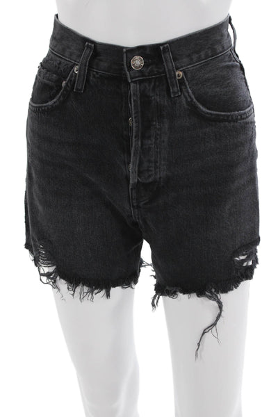 Agolde Unisex Black 100% Cotton Grunge Solid Shorts Size 23