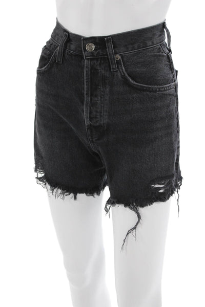 Agolde Unisex Black 100% Cotton Grunge Solid Shorts Size 23