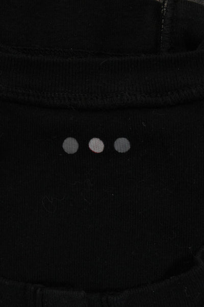 Three Dots Womens Cardigan Black Cotton Blend Crew Neck Long Sleeve Size M