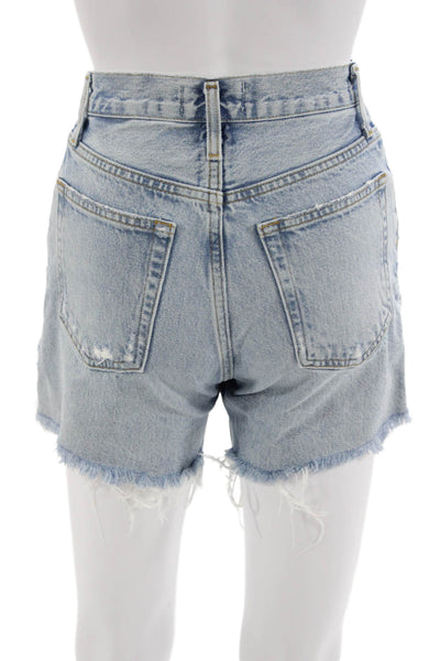 Agolde Unisex Shorts Light Blue 100% Cotton Button 90s Size 23