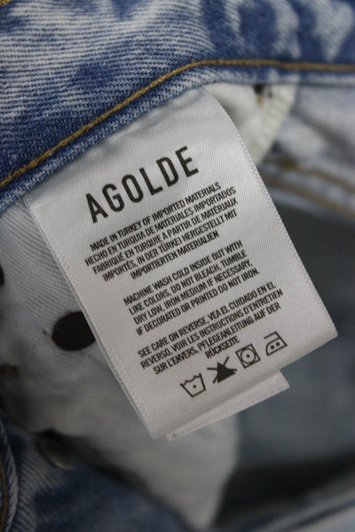 Agolde Unisex Shorts Light Blue 100% Cotton Button 90s Size 23