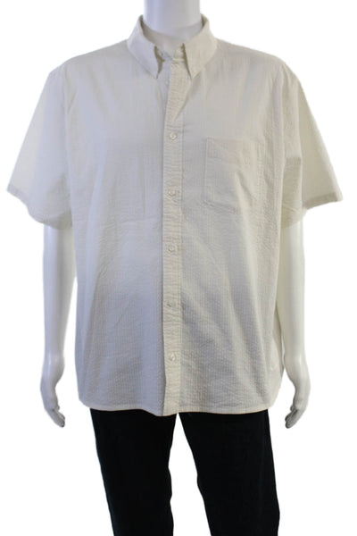 Nike Mens Button Down Short Sleeves Shirt White Cotton Size Extra Large