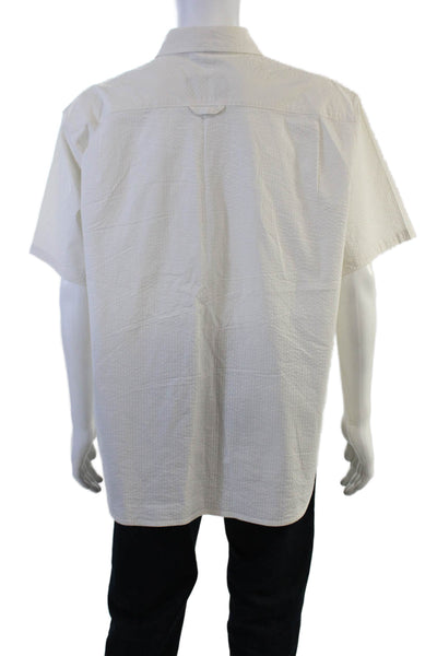 Nike Mens Button Down Short Sleeves Shirt White Cotton Size Extra Large