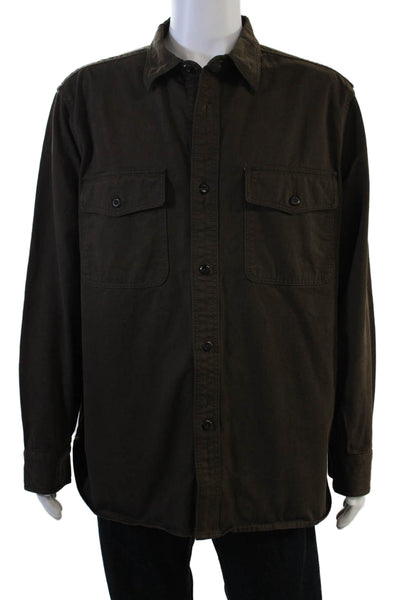 Banana Republic Mens Long Sleeves Button Down Shirt Brown Size Extra Large