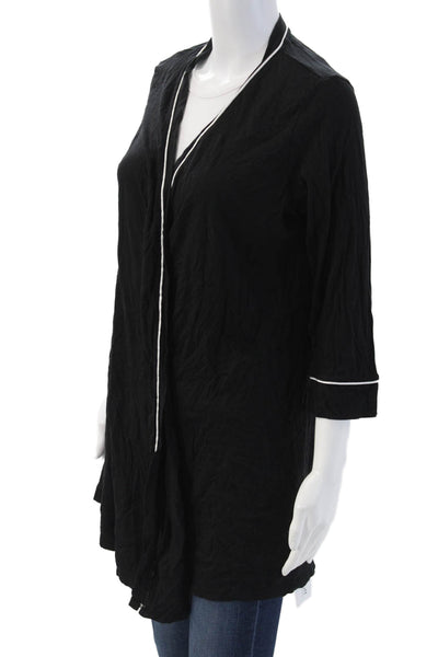 Cosabella Womens 3/4 Sleeve Tie Front V Neck Sleep Robe Black Size Medium