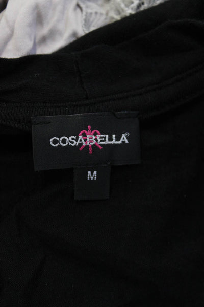 Cosabella Womens 3/4 Sleeve Tie Front V Neck Sleep Robe Black Size Medium