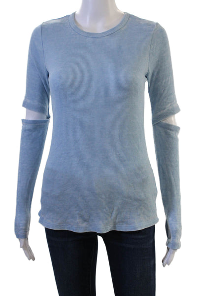 Michael Lauren Womens Light Blue Basic T-Shirt Crew Neck Long Sleeve Size S