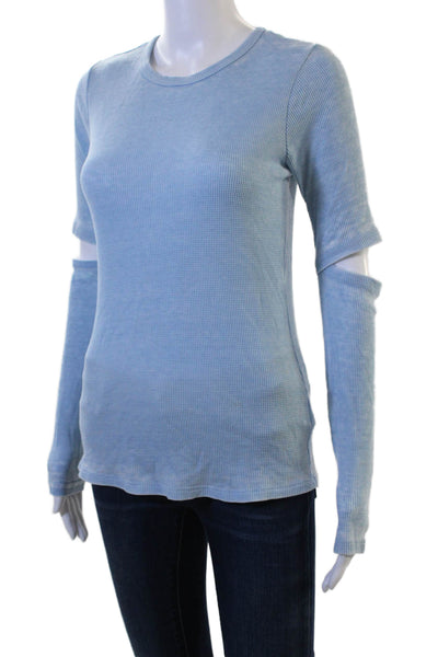 Michael Lauren Womens Light Blue Basic T-Shirt Crew Neck Long Sleeve Size S