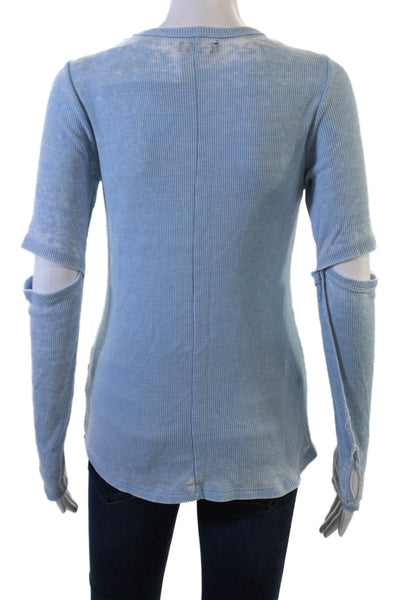 Michael Lauren Womens Light Blue Basic T-Shirt Crew Neck Long Sleeve Size S
