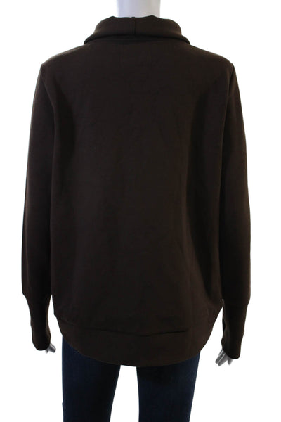 Addison Bay Women Pullover Sweatshirt Brown Mock Neck Zip Size XS