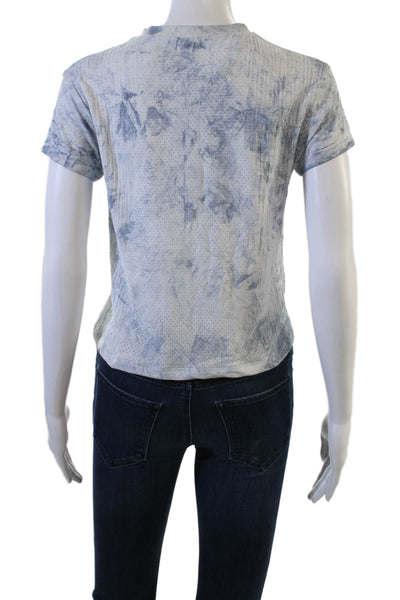 Lululemon Women White Cropped T-Shirt Crewneck Short Sleeve Nylon Blend Size 6