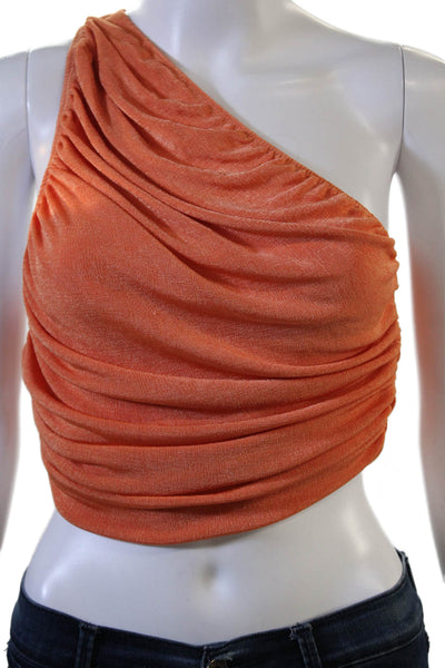 Lioness Women Cropped Sleeveless Orange Beach Top Solid Size S