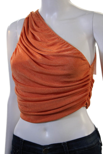 Lioness Women Cropped Sleeveless Orange Beach Top Solid Size S