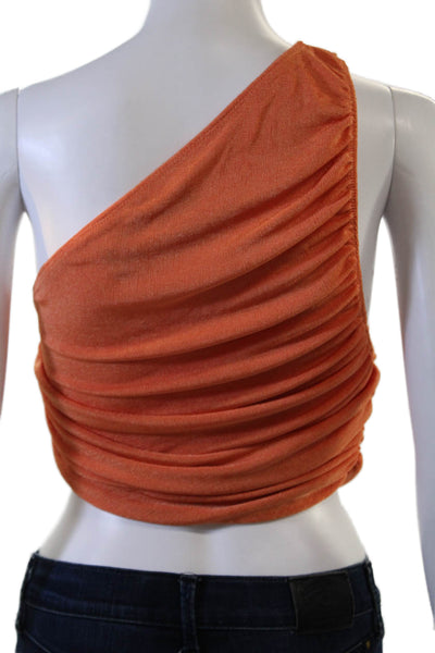 Lioness Women Cropped Sleeveless Orange Beach Top Solid Size S
