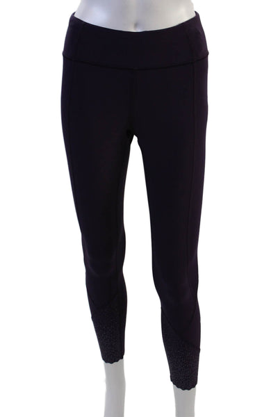 Lululemon Women Purple Ankle Leggings Nylon Blend Zip Sports Size 6