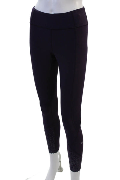 Lululemon Women Purple Ankle Leggings Nylon Blend Zip Sports Size 6