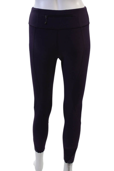 Lululemon Women Purple Ankle Leggings Nylon Blend Zip Sports Size 6