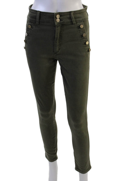 Joes Jeans Women Ankle Jeggings Green Mid Rise Button Size 26