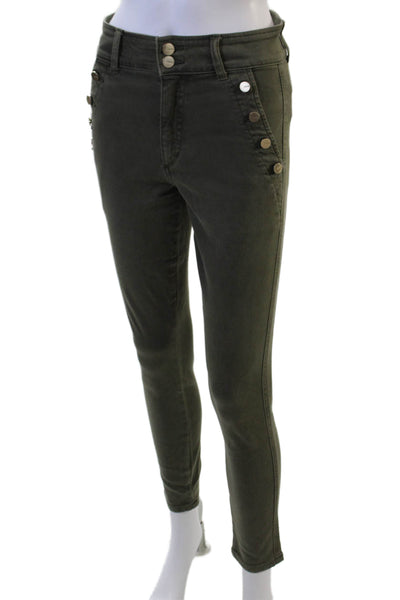Joes Jeans Women Ankle Jeggings Green Mid Rise Button Size 26