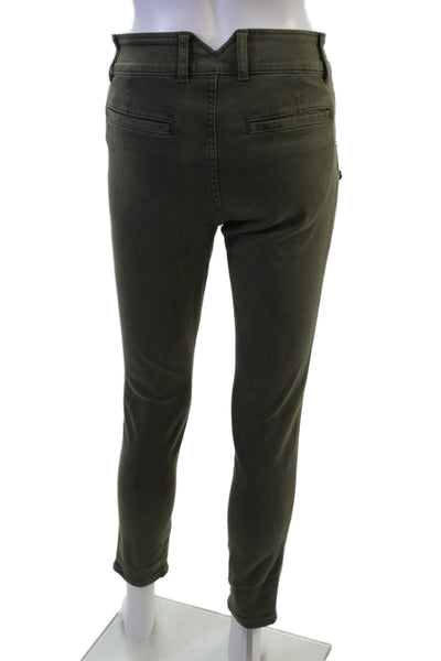 Joes Jeans Women Ankle Jeggings Green Mid Rise Button Size 26