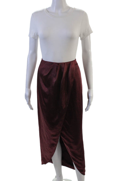 Tularosa Womens Red Wrap Skirt Viscose Polyester Midi Solid Size XS