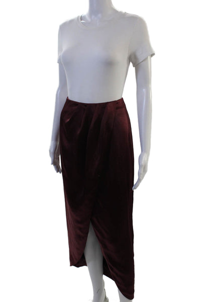 Tularosa Womens Red Wrap Skirt Viscose Polyester Midi Solid Size XS