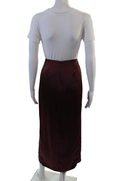 Tularosa Womens Red Wrap Skirt Viscose Polyester Midi Solid Size XS