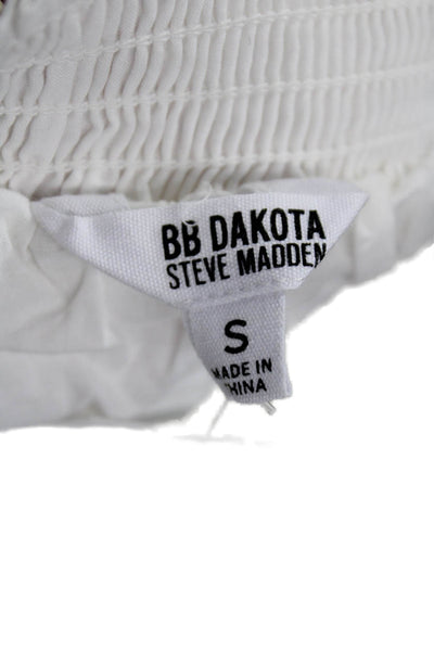 BB Dakota x Steve Madden Women Peasant Mini Skirt White Cotton Size S