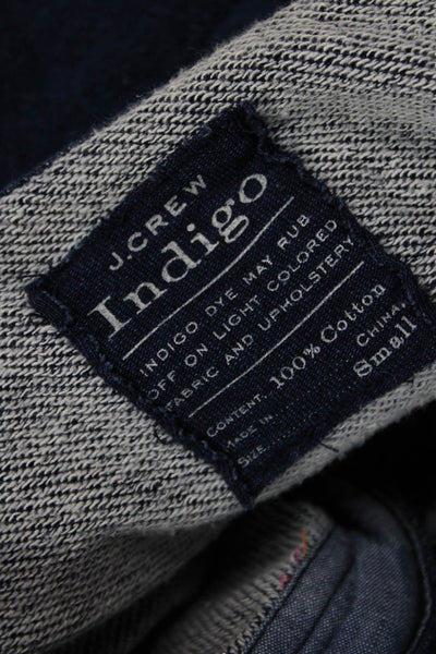 J Crew Mens Henley Hoodies Dark Blue Cotton Button Long Sleeve Size S