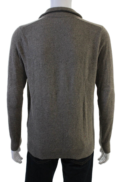 J Crew Mens Gray Mock Neck Zip Pullover Sweater Merino Blend Size M