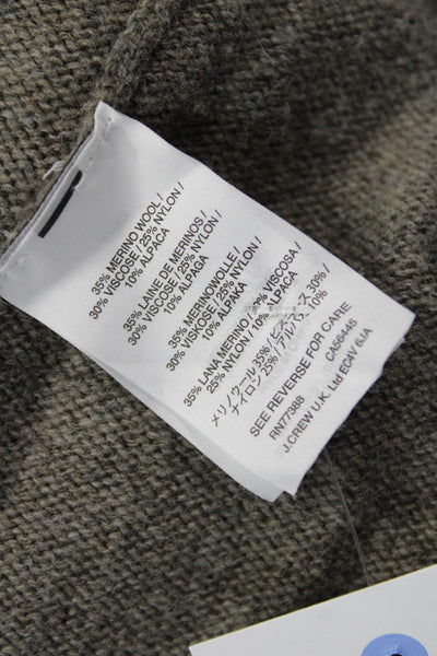 J Crew Mens Gray Mock Neck Zip Pullover Sweater Merino Blend Size M