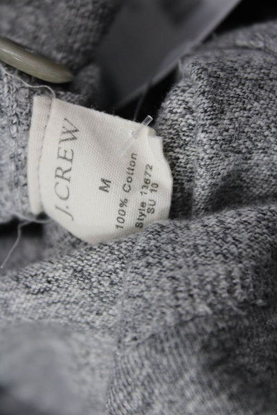 J Crew Mens Henley Hoodie Gray 100% Cotton Button Long Sleeve Size M