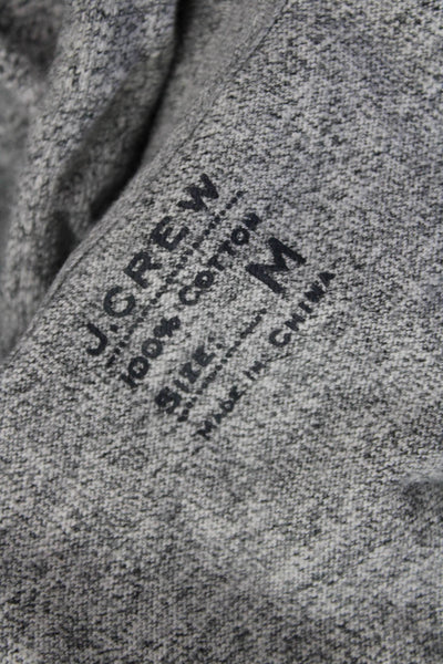 J Crew Mens Henley Hoodie Gray 100% Cotton Button Long Sleeve Size M