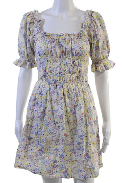 Levi's Women White Sundress Mini Square Neck 100% Cotton Short Sleeve Size XS