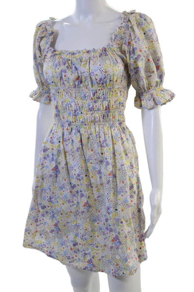 Levi's Women White Sundress Mini Square Neck 100% Cotton Short Sleeve Size XS