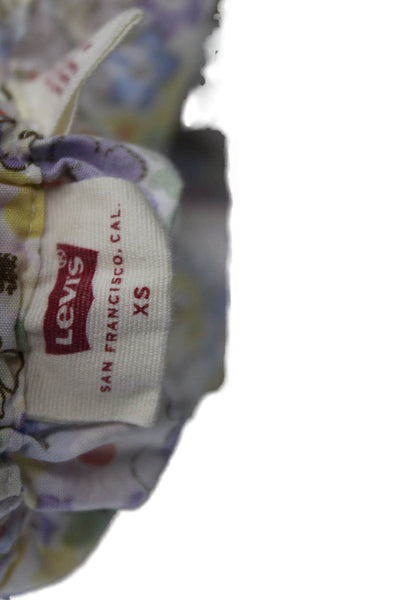 Levi's Women White Sundress Mini Square Neck 100% Cotton Short Sleeve Size XS