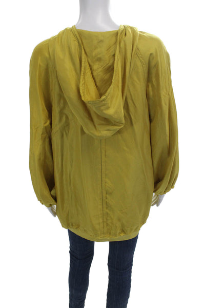 DKNY Womens Full-zip Hoodies Yellow Silk Long Sleeve Size PP
