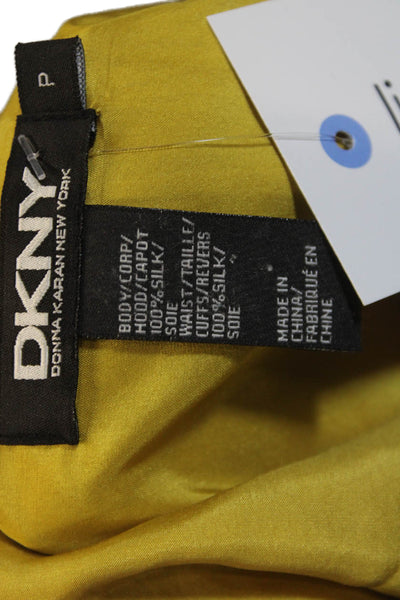 DKNY Womens Full-zip Hoodies Yellow Silk Long Sleeve Size PP