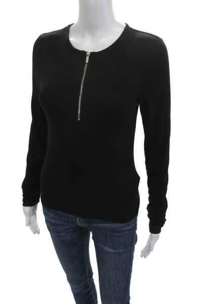 Atorie Womens Basic Black Long Sleeve Round Neck Polyester Top Size L