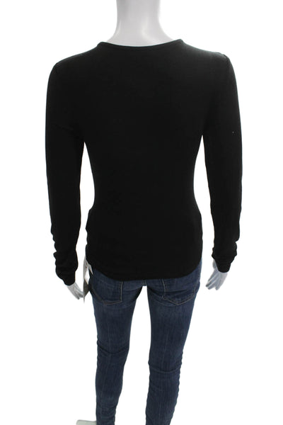 Atorie Womens Basic Black Long Sleeve Round Neck Polyester Top Size L