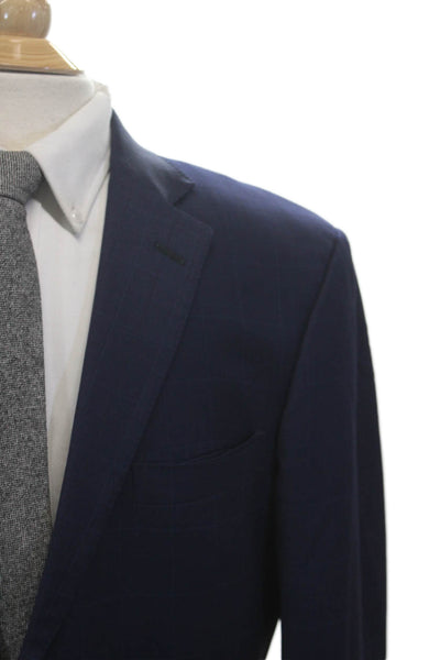 Hart Schaffner Marx Mens Dark Blue Check Suit Jacket Size 44