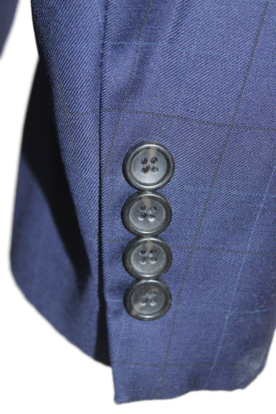 Hart Schaffner Marx Mens Dark Blue Check Suit Jacket Size 44