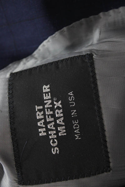 Hart Schaffner Marx Mens Dark Blue Check Suit Jacket Size 44