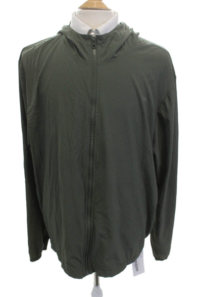 Z By Zella Mens Full-zip Hoodie Green High Neck Zip Long Sleeve Size 2XL