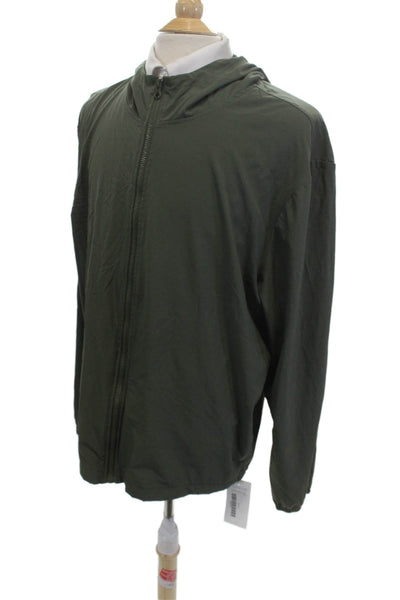 Z By Zella Mens Full-zip Hoodie Green High Neck Zip Long Sleeve Size 2XL
