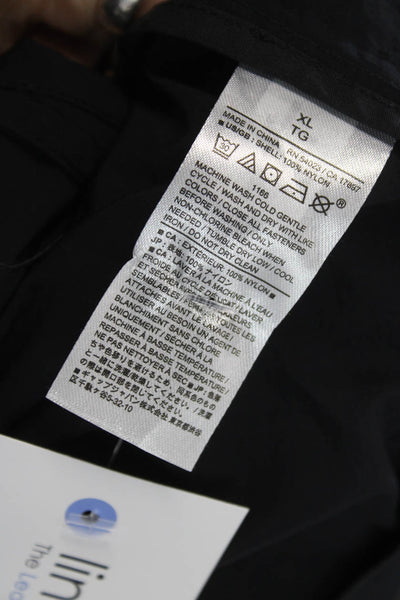 Banana Republic Mens Windbreaker Black Nylon Button Collared Long Sleeve Size XL